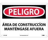 NMC SPD132 Danger Construction Area Keep Out Sign - Spanish