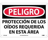 NMC SPD134 Danger Hearing Protection Required Sign - Spanish