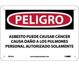 NMC SPD22 Asbestos May Cause Cancer Authorized Personnel Only Sign - Spanish