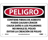 NMC SPD24 Contains Asbestos Fibers May Cause Cancer Avoid Creating Dust Sign - Spanish