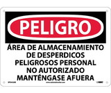NMC SPD442 Danger Hazardous Waste Storage Area Sign - Spanish