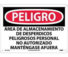 NMC SPD442 Danger Hazardous Waste Storage Area Sign - Spanish