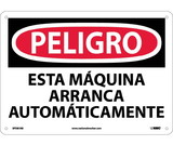 NMC SPD87 Danger Automatic Machine Start Sign - Spanish