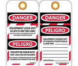 NMC SPLOTAG12 Danger Equipment Lock-Out A Life Is On The Line - Bilingual Tag