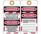 NMC SPLOTAG17 Danger Energy Source Has Been Locked Out Bilingual Tag, Unrippable Vinyl, 6