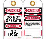 NMC SPLOTAG18 Danger Do Not Operate Bilingual Tag, Unrippable Vinyl, 6