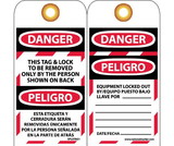 NMC SPLOTAG1 Danger This Tag & Lock To Be Removed Only By Bilingual Tag