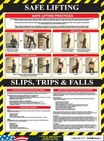NMC SPPST010 Poster, Safe Lifting/Slips, 24 X 18, Laminated Paper, Spanish, PAPER, 24" x 18"