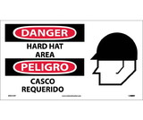 NMC SPSA104 Danger Hard Hat Area Sign - Bilingual