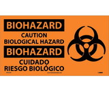 NMC SPSA52 Biohazard Caution Biological Hazard Sign - Bilingual