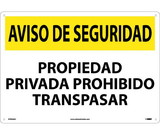 NMC SPSN26 Security Notice Private Property No Trespassing Sign - Spanish