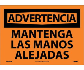 NMC SPW501PB Advertencia, Mantenga Las Manos Alejadas, 10X14, Ps Vinyl, Adhesive Backed Vinyl, 10" x 14"