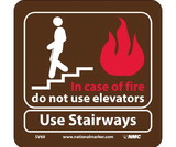 NMC SV60 In Case Of Fire Do Not Use Elevators Sign, ACRYLIC .118, 7