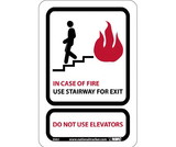 NMC SV61 In Case Of Fire Use Stairway For Exit Sign, ACRYLIC .118, 9