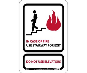NMC SV61 In Case Of Fire Use Stairway For Exit Sign, ACRYLIC .118, 9" x 6"