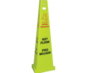 NMC TFS301 Wet Floor Bilingual Trivu 3-Sided Safety Cone, PLASTIC, 40" x 15"