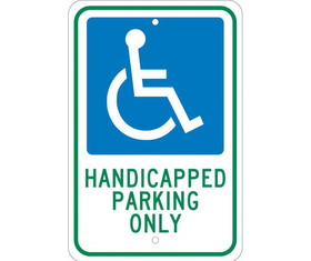 NMC TM145 Handicapped Parking Only Sign, Heavy Duty Aluminum, 18" x 12"