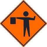 NMC TM181 Flagger Graphic Sign, Heavy Duty Aluminum, 30