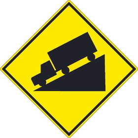 NMC TM256 Steep Decline (Truck Graphic) Sign, Heavy Duty Aluminum, 30" x 30"