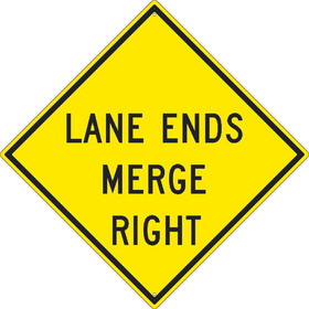 NMC TM261 Lane Ends Merge Right Sign, Heavy Duty Aluminum, 30" x 30"
