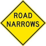 NMC TM265 Road Narrows Sign, Heavy Duty Aluminum, 30