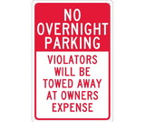 NMC TM57 No Overnight Parking Violators Will Be Towed Sign