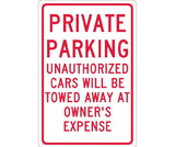 NMC TM58 Private Parking Unauthorized Cars Will Be Towed Sign