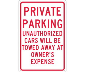 NMC TM58 Private Parking Unauthorized Cars Will Be Towed Sign