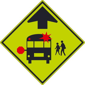 NMC TM603 School Bus Stop Ahead Mutcd Sign, Heavy Duty Aluminum, 30" x 30"