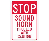NMC TM70 Stop Sound Horn Proceed With Caution Sign, Standard Aluminum, 18