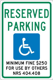 NMC TMS323 State Handicapped Reserved Parking Sign Nevada