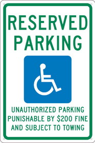 NMC TMS335 State Handicapped Reserved Parking Sign Tennessee