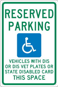 NMC TMS343 State  Handicapped  Reserved Parking Wisconsin Sign