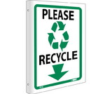 NMC TV18 2-View Please Recycle Sign, Rigid Plastic, 10