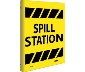 NMC TV20 2-View Spill Station Sign, Rigid Plastic, 10" x 8"