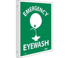 NMC TV2 2-View Emergency Eyewash Sign, Rigid Plastic, 10" x 8"