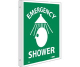 NMC TV3 2-View Emergency Shower Sign, Rigid Plastic, 10