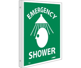 NMC TV3 2-View Emergency Shower Sign, Rigid Plastic, 10" x 8"