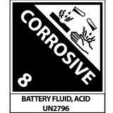 NMC UN2796 Corrosive Battery Fluid Acid Label, FLEXO PRESSURE SENSITIVE PAPER .003, 4.75