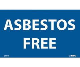NMC VRC10 Asbestos Free Hazard Warning Label, PRESSURE SENSITIVE VINYL .002, 3" x 5"