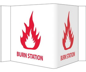 NMC VS38 3-View Burn Station Sign, RIGID VINYL 3MM, 8" x 15"