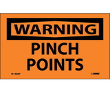 NMC W149LBL Warning Pinch Points Label, Adhesive Backed Vinyl, 3