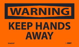 NMC W449LBL Warning Keep Hands Away Label, Adhesive Backed Vinyl, 3