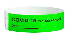 NMC WB02 Covid-19 Pre-Screened Date: __, Wristbands, Tyvek, 0.75" x 10"