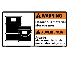 NMC WBA3 Warning Hazardous Material Storage Area Sign - Bilingual