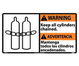 NMC WBA4 Warning Keep All Cylinders Chained Sign - Bilingual