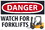 NMC Safety Sign, Danger Watch For Forklifts, Price/each