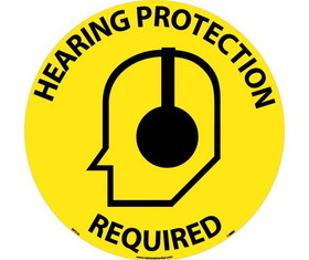 NMC WFS16 Hearing Protection Required Walk On Floor Sign, Walk-On (Textured), 17" x 17"