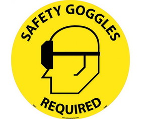 NMC WFS17 Safety Goggles Required Walk On Floor Sign, Walk-On (Textured), 17" x 17"