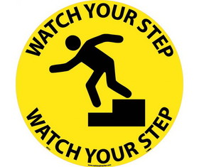 NMC WFS1 Watch Your Step Walk On Floor Sign, Walk-On (Textured), 17" x 17"